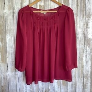 Loft Maroon Sheer Blouse